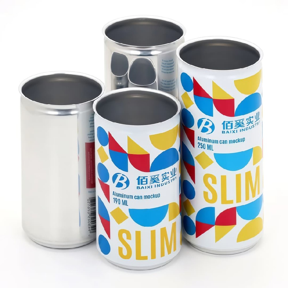Custom Stubby Sleek Slim Model Aluminum Beverage Cans Soda Beer Coffee Cans with Soft RPT Easy Open End