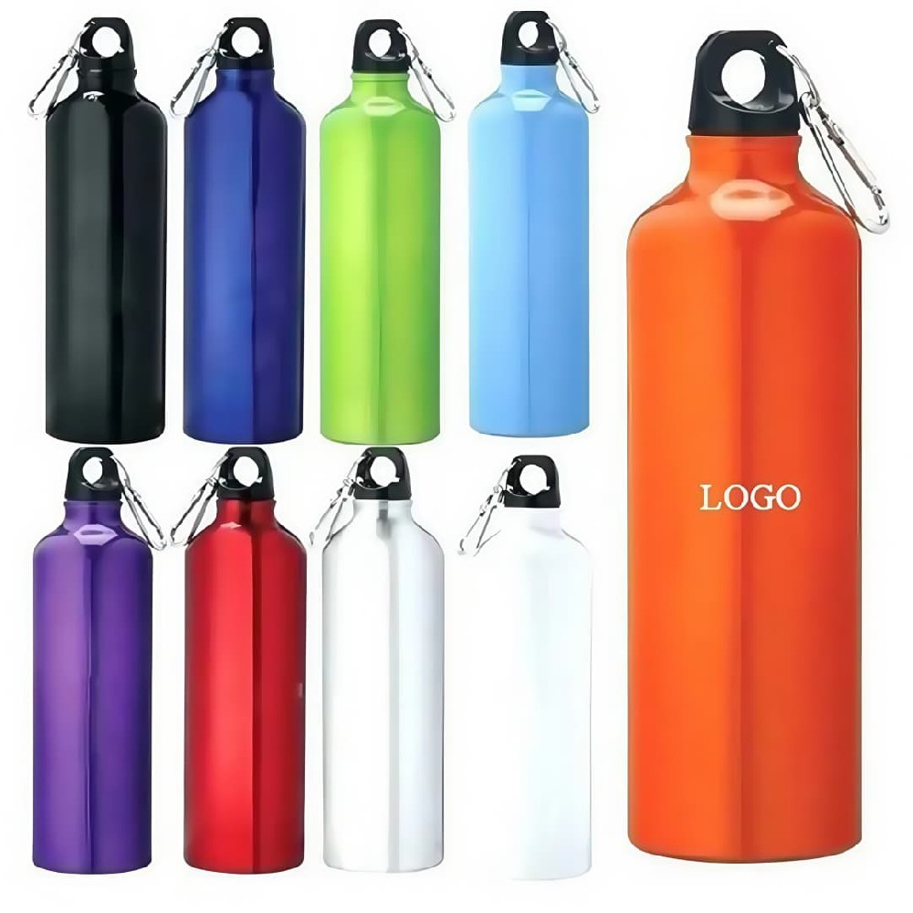 Custom Colorful Promotional 20oz Metal Aluminum Sports Drink Water Bottle with Carabiner Cover (500ml, 750ml)